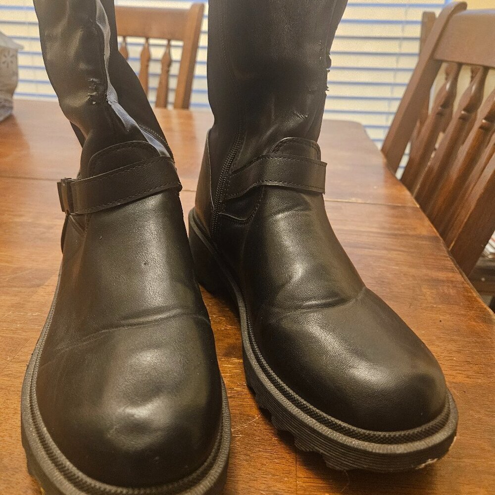Quill Whimsygoth Chunky Moto black boots Steam Punk lug soles zip 11